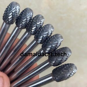 Mũi mài hợp kim hình elip Ø9 cán Ø6; đầu mài hợp kim; mũi đánh bóng hợp kim; mũi mài kim loại; đầu mài kim loại hình quả dứa, mũi mài hợp kim hình elip